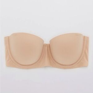 AE Aerie Real Sunnie Strapless Wired Lightly Lined Tan Nude Bra Size 36B